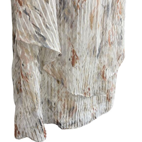 White House Black Market Metallic Floral Pinstriped Sleeveless Top Blouse sz L - Picture 2 of 16